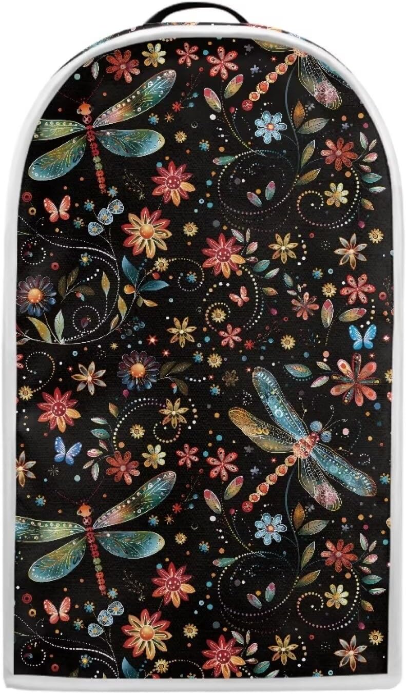 Floral Dragonfly Kitchen Appliance Cover, Anti-Fingerprint Fabric, Stand Mixer or Coffee Maker with Top Handle