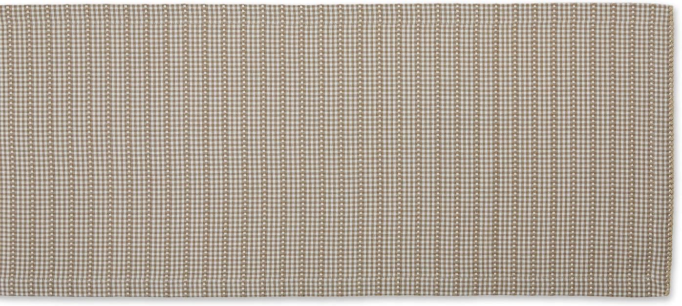 DII Farmhouse Gingham Checked Table Runner, 14x72, Stone