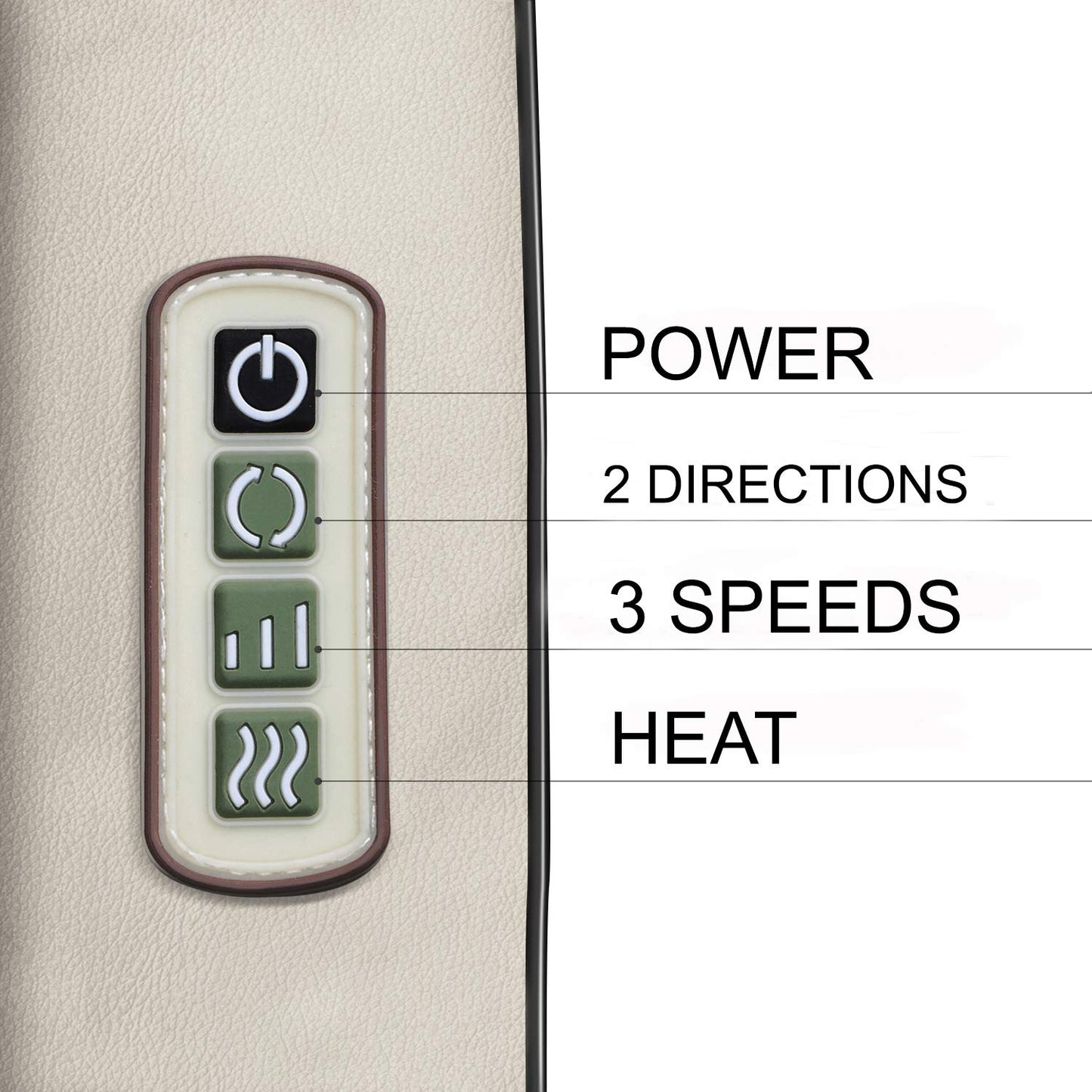 FIVE S FS8801 Shiatsu Neck and Back Massager with Heat Deep Kneading Massage for Neck, Shoulders, Back, Legs, Feet for Home, Office, Car - Beige