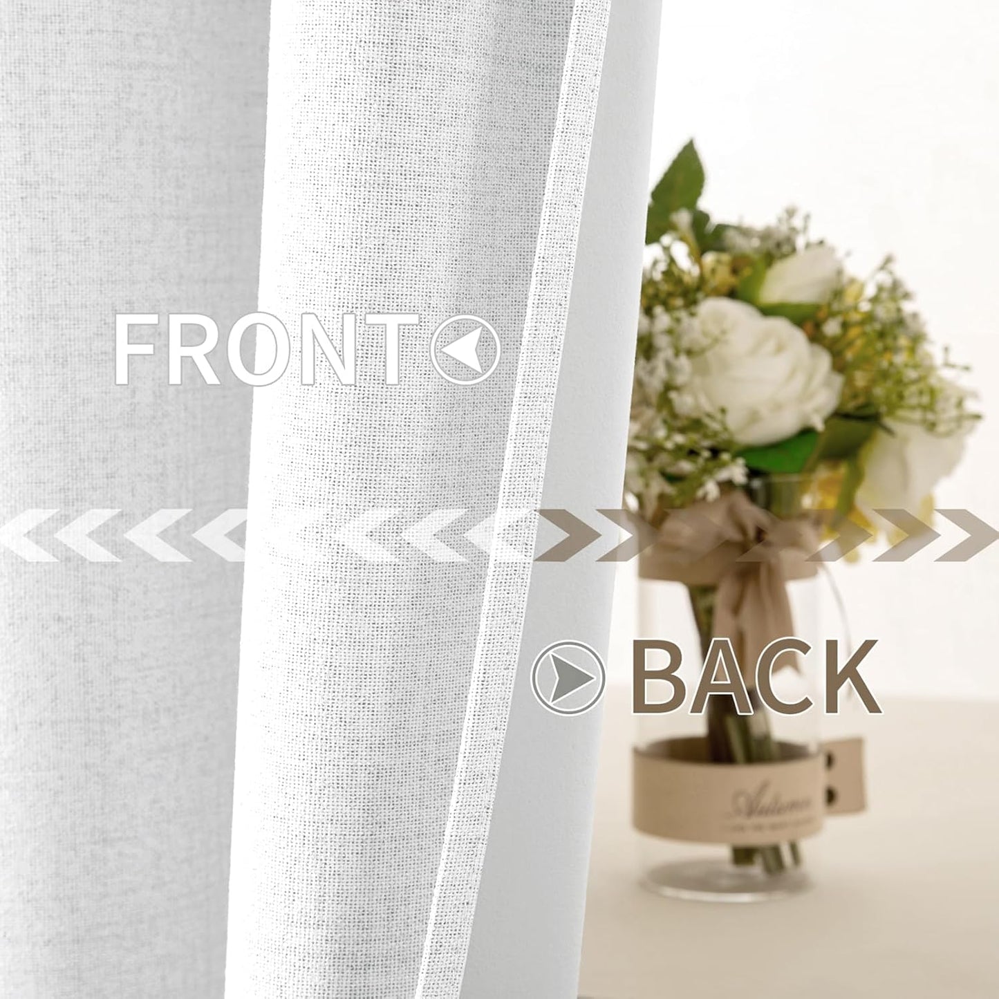 MIULEE Blackout Linen Textured Curtains - Thermal Insulated Room Darkening Drapes | Bright White, 52 x 108 Inch (2 Panels)