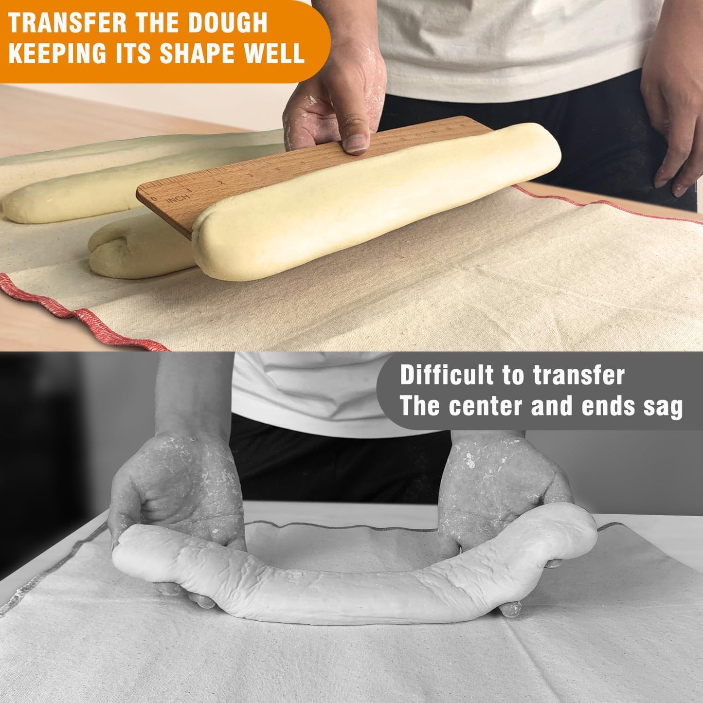Walfos 15 Inch Baguette Transfer Peel, Flipping Board for French Bread Baking