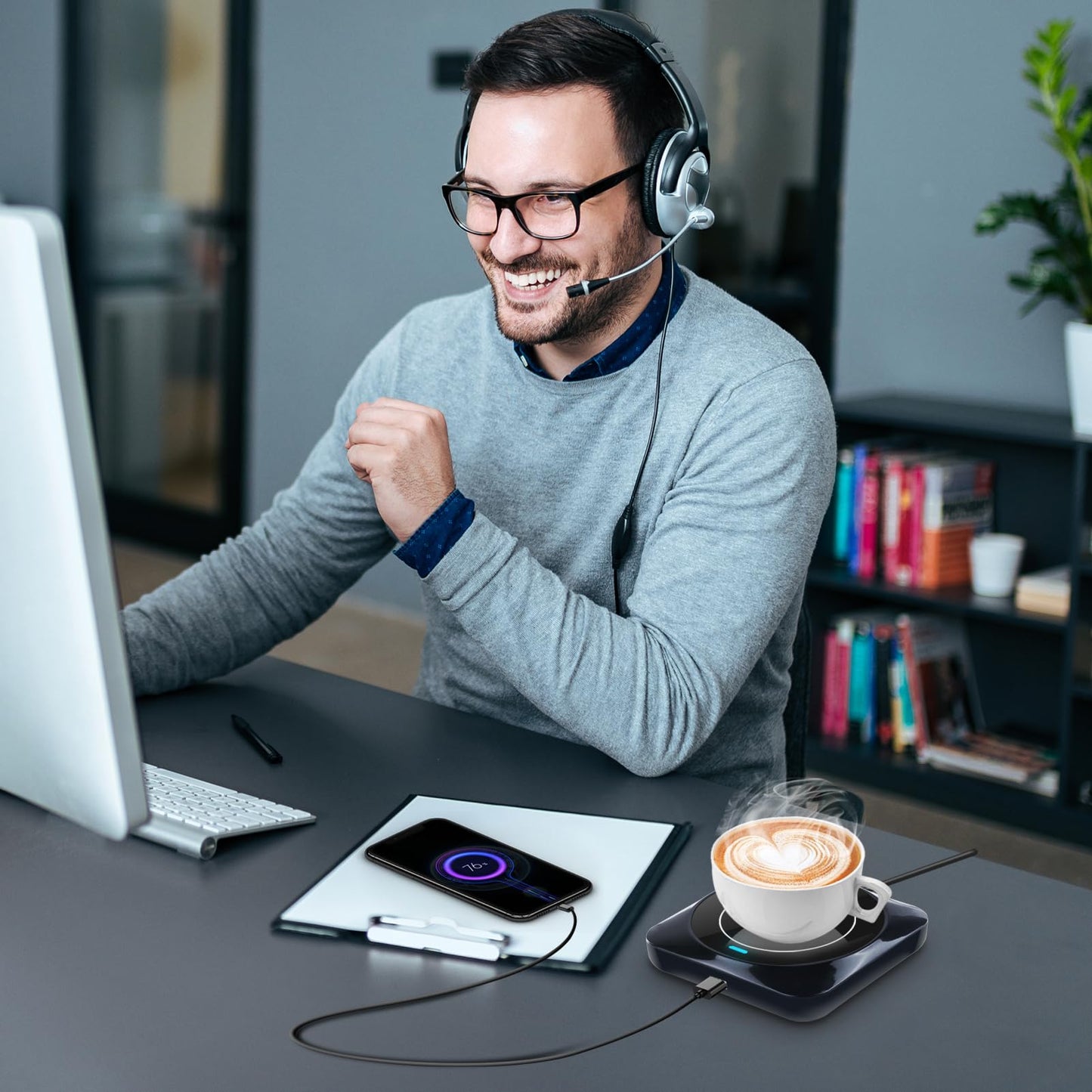 Coffee Mug Warmer, Smart USB Coffee Cup Warmer with Pressure-Induced Auto On/Off, Coffee Accessories for Home Office Desk