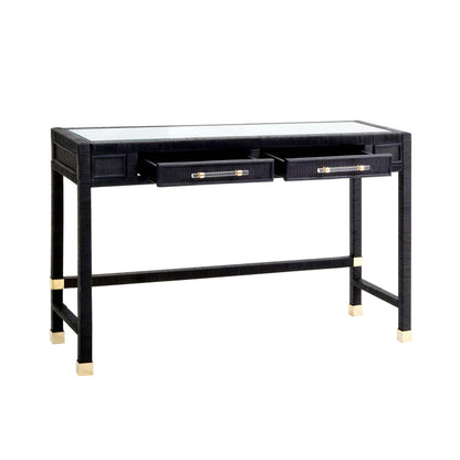 Tov Furniture Amara Charcoal Rattan Desk