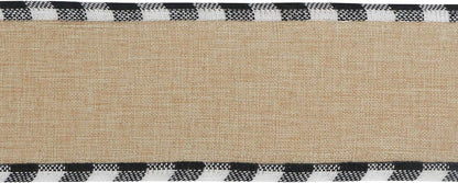 MEEDEE Burlap Christmas Ribbon - Wired 2.5 Inch Plaid with Black & White Edging | 10 Yards for Trees & Wreaths