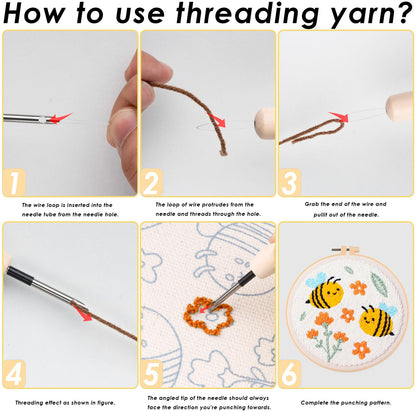 Peotclola Punch Needle Kit for Adults,3 Sets Punch Needle Kits Beginner DIY Embroidery Starter Set with Tools for Home Decoration, Family, Friends Gifts(Thanksgiving,Pumpkin)