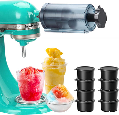 Aien 8 Shave Ice Attachment for KitchenAid Stand Mixer,with Molds Shave Ice Attachment for KitchenAid Stand Mixers, Ice