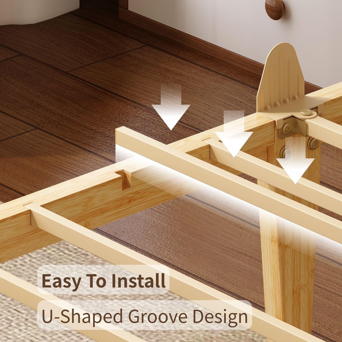 FSCHOS 14 Inch Bamboo Twin Bed Frame, Platform Wood