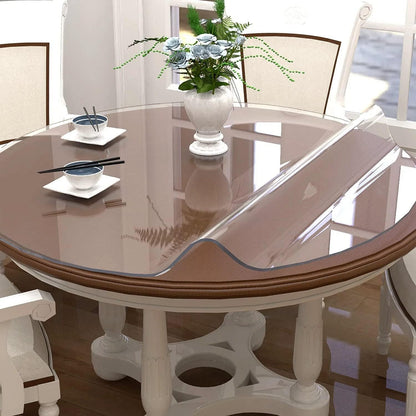 12 Inch 2mm NECAUX Round Clear Table Cover Protector, Thick Upgraded Version, Unshrinkable Waterproof Oil Proof Plastic