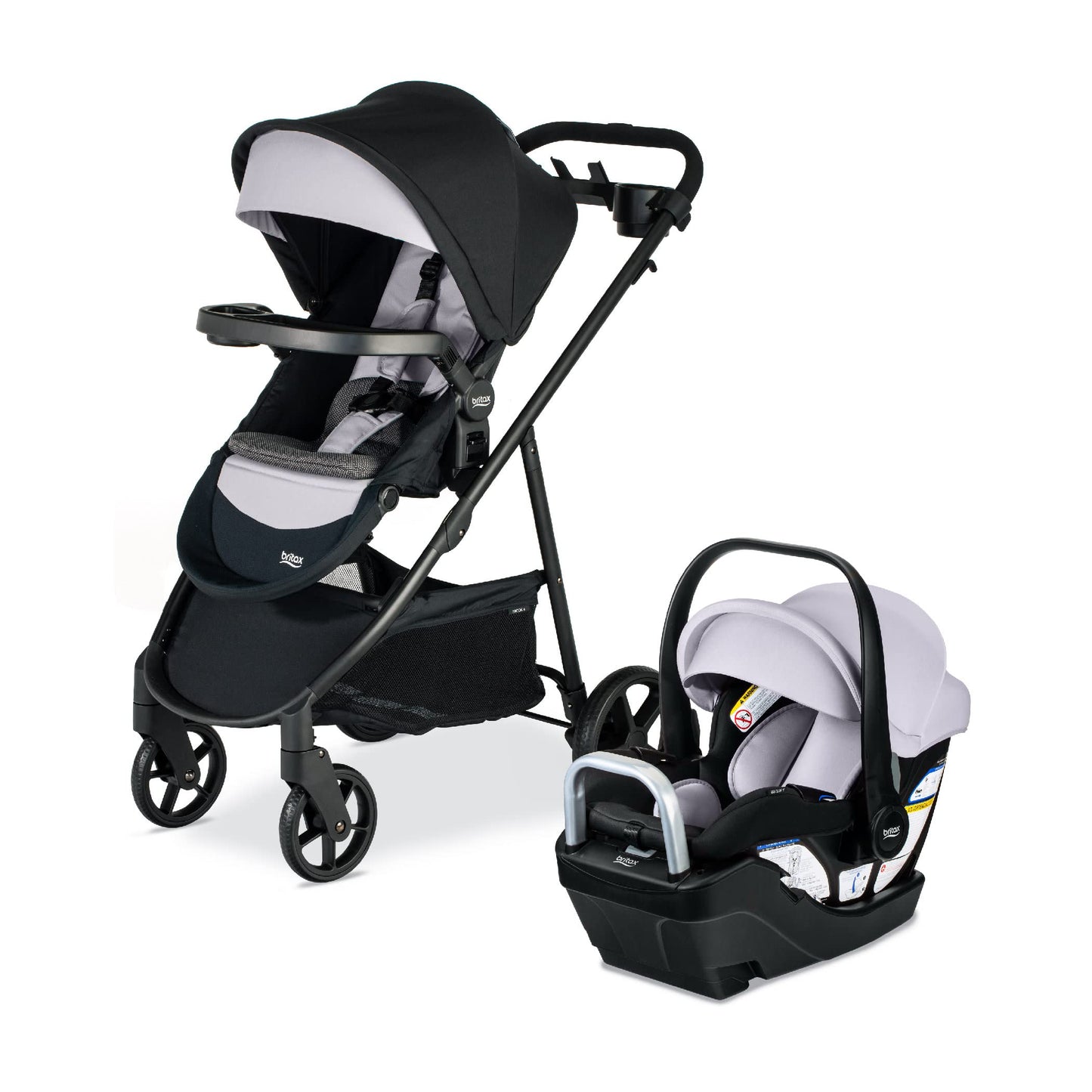 Britax Willow Brook S+ Travel System, Infant Car Seat Stroller Combo With Willow S Infant Car Seat, Alpine Base, and Brook+ Stroller; ClickTight Technology, SafeWash Insert and Cover — Glacier Onyx