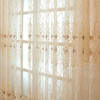 WINYY European Style Sheer Curtain, 1 Panel Voile Rod Pocket Top Window Drape for Bedroom Living Room, 52"x84"