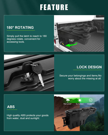 SCITOO Truck Bed Tool Box for Jeep Gladiator 2020-2023 Left & Right Side,Multi-Compartment Dividers Organized Storage,Heavy Duty & No-Drill Installation