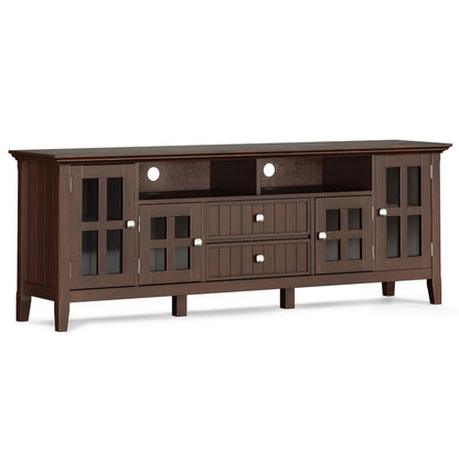 SIMPLIHOME Acadian TV Stand - 60 inch Wide Solid Wood Media Console in Black, Transitional Entertainment Center for Living Room for TVs up to 65 Inches with Glass Cabinets, Drawers and Shelves