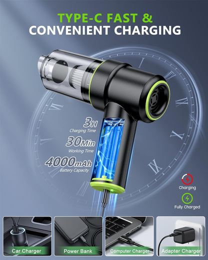 12000PA, 2 1 Multi-Nozzles CODN Handheld Car Vacuum Portable Cordless in Handheld Vacuum Cleaner and Air Duster