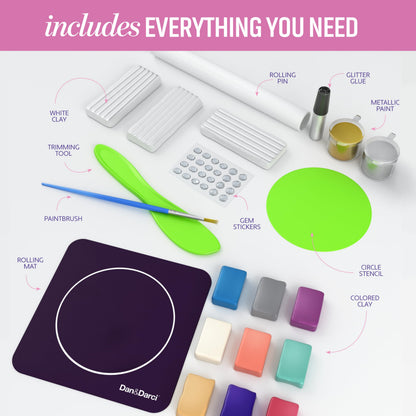 Dan&Darci Craft 'n Clay - Jewelry Dish Making Kit for Kids Ages 8-14 Year Old - Best DIY Arts & Crafts Kits - Birthday Gifts - Creative Toys for Preteen & Teenagers - Girl Birthday Gift Ideas