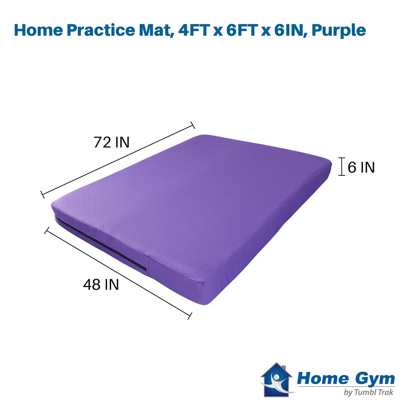 Tumbl Trak Home Practice Mat, 4 ft x 6 ft x 6 in, Soft Pillow Mat, Thick Gymnastics Landing Mat for Home(Purple)