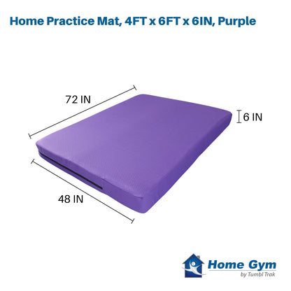 Tumbl Trak Home Practice Mat, 4 ft x 6 ft x 6 in, Soft Pillow Mat, Thick Gymnastics Landing Mat for Home(Purple)