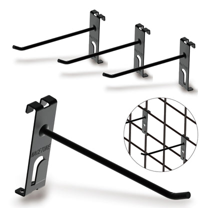 Double Gridwall Hooks- 24 Pcs Display Hooks for Grid Wall Panel- Grid Wall Hooks 6 inch with Extra Hook On The Bottom- Durable Peg Hook Wall Grid Panel Hooks for Hanging Retail Gridwall Accessories