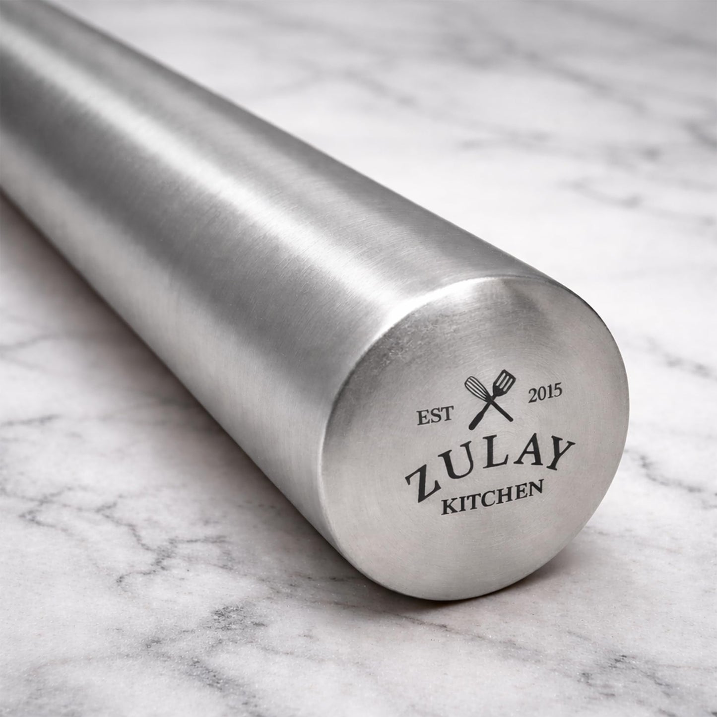 Zulay Kitchen 15.9 inch Professional Stainless Steel Rolling Pin - Lightweight Metal French Rolling Pin - Perfect for Baking, Fondant, Pizza Dough Roller, Dumpling