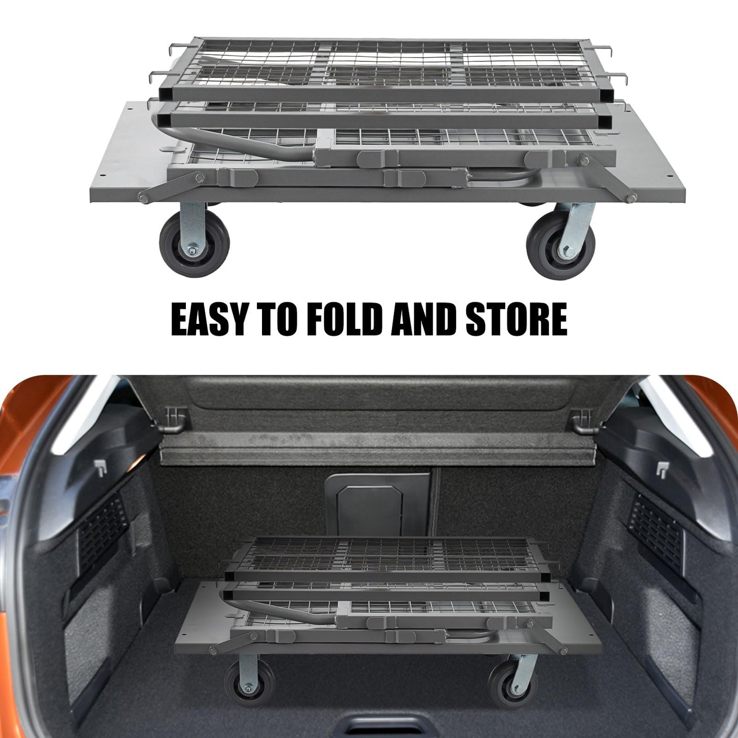 SmarketBuy Platform Truck Cart with Cage, 5 in 1 Heavy Duty Platform Carts with Cage 2000 LBS Capacity Foldable Push Cart Dolly with 5" Casters for Groceries/Garage/Warehouse