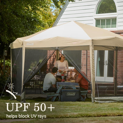 Coleman Back Home Screened Canopy Tent with Instant Setup, Outdoor Gazebo for Bug-Free Lounging, Fits Over Picnic Tables, Ideal for Parties, Events, Tailgates, Dining, & More