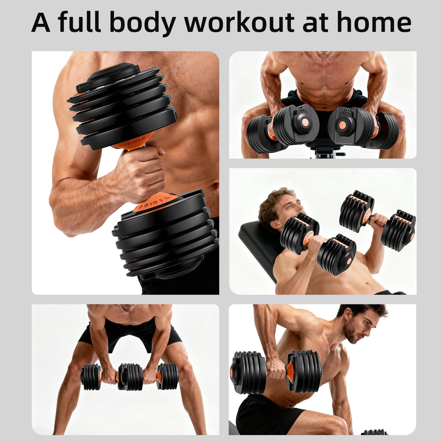 Moveta Adjustable Dumbbells Set of 2，Free Weights Dumbbells Set，Adjustable Dumbbell Set，52.5 lbs pair 105 lbs，15 in 1，for Men/Women Gym Equipment for Home Strength Training Equipment