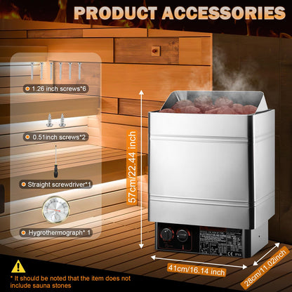 SINLJXDD Sauna Heater-Electric Sauna Heaters 220V 6KW with Built-in Controller,Suitable 260 Cu.Ft Sauna for Home,Home Steam Sauna Bathroom,SPA Houses,Hotels Dry Saunas(6KW)