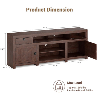 Farmhouse TV Stand for 75/80 Inch TVs, Long Entertainment Center with 4 Storage Drawers & 3 Open Shelf, Television Consoles Stands for Living Room, Bedroom
