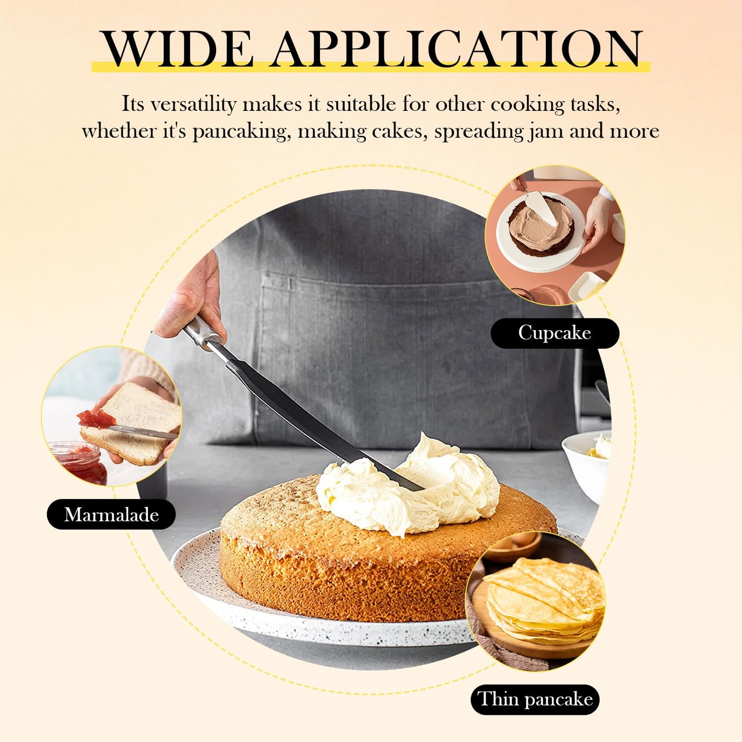 Crepe Spreader and Spatula Set - 2Pcs Stainless Steel T-Shaped Crepe Maker Tool with Nylon Handle, Even Thickness Distribution, Hanging Hole for Easy Storage for Baking and Cooking