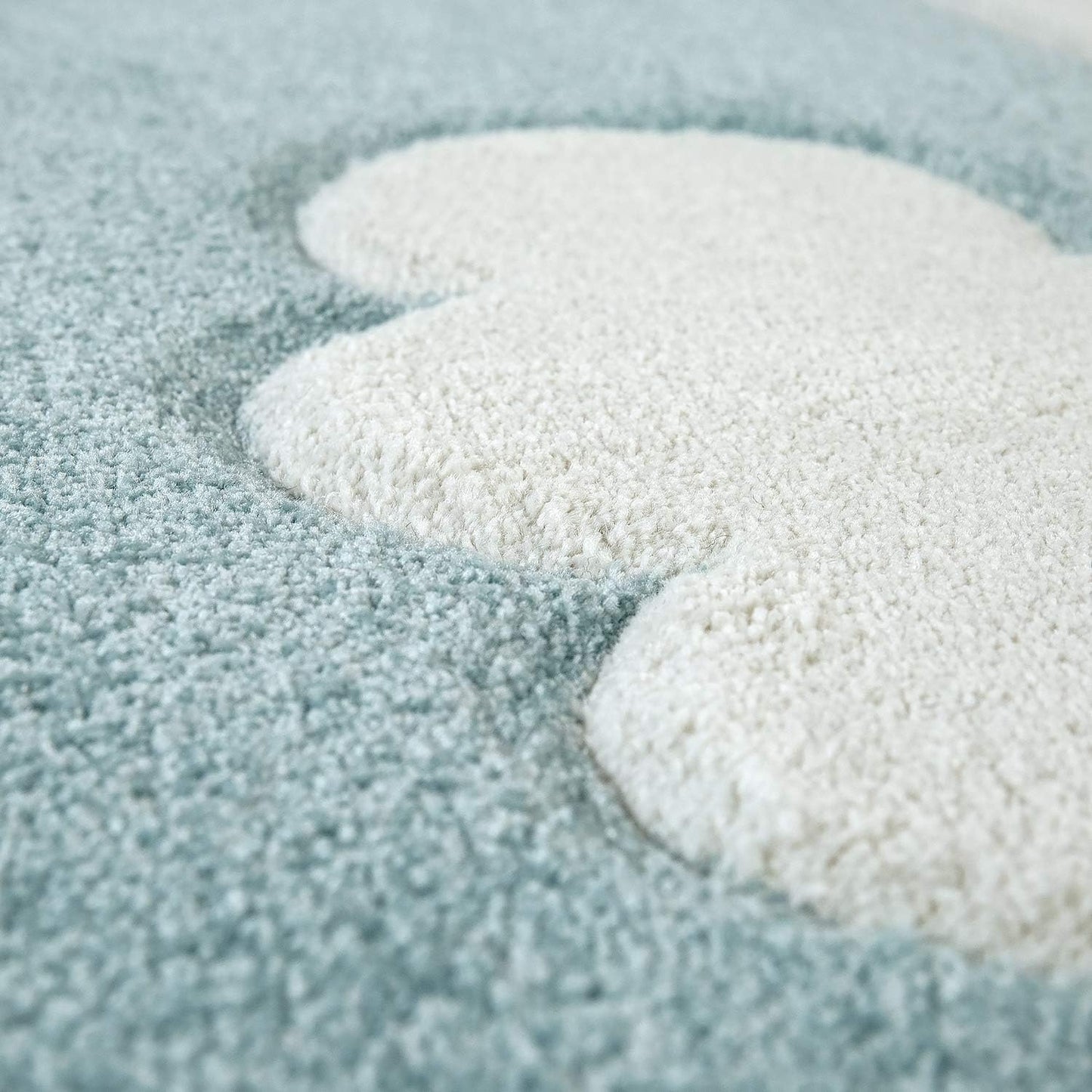 2'8" 4'11" Paco Home Modern Kids Rug with Clouds in Blue Pastel for Nursery, Size: x