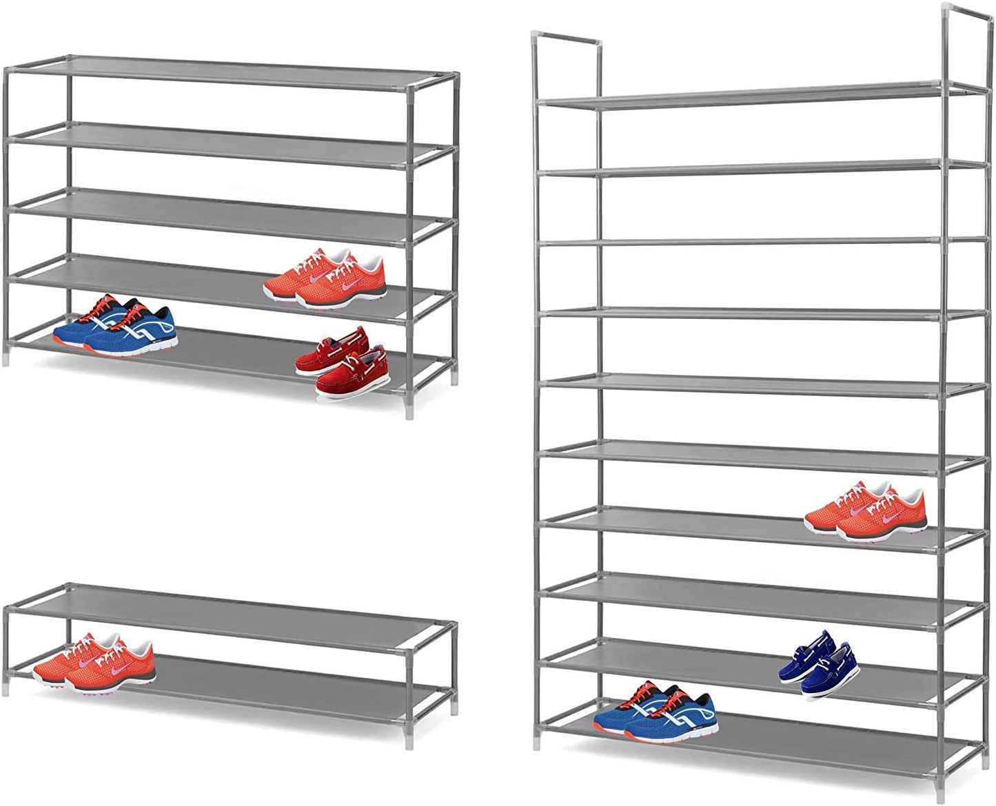 GREEF 10-Tier 50-Pair Closet, Classics Shoe Rack Organizer Sturdy Metal Storage Shelf for Bedroom, Entryway, Dorm Room
