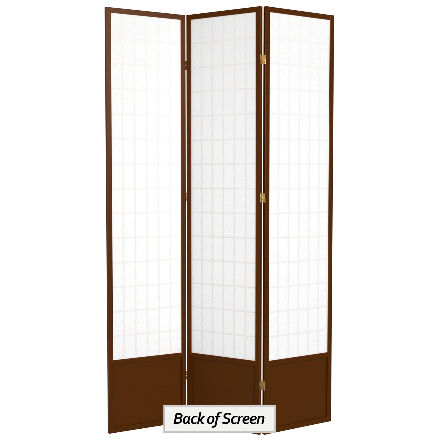 Red Lantern 7 ft. Tall Window Pane Shoji Screen - Walnut - 3 Panels