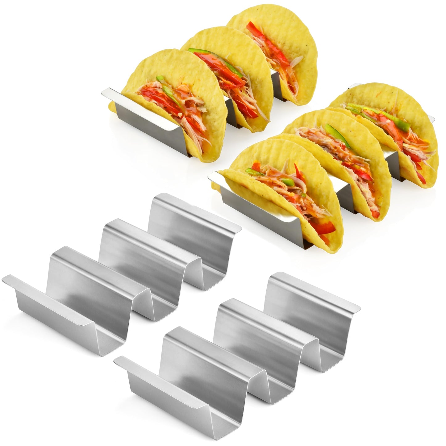 ARTTHOME. Taco Holders Set of 12 – Stainless Steel Durable Taco Stand for 3 Tacos, Dishwasher Safe, Perfect for Taco Night & Street Tacos