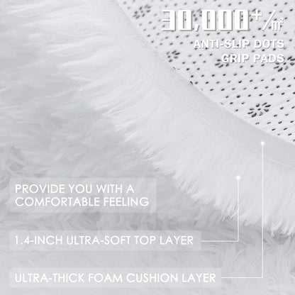 OLANLY Area Rugs - Soft Fluffy Shaggy Indoor Carpet for Living Room & Bedroom | 5x6 ft, White