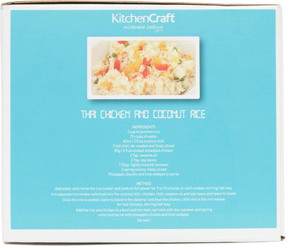 KitchenCraft Rice Cooker, Microwave Steamer, 1.5 Litre, BPA Free Plastic, White/Red