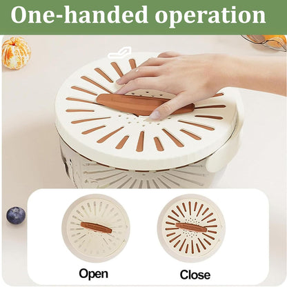 Multifunctional Fruit Washing Bowl with Strainer,2 in 1 Drain basket and Fruit Strainer Container with Lid,Fruit Washer Bowl for Kitchen,Fridge,Picnic & Camping(1QT)