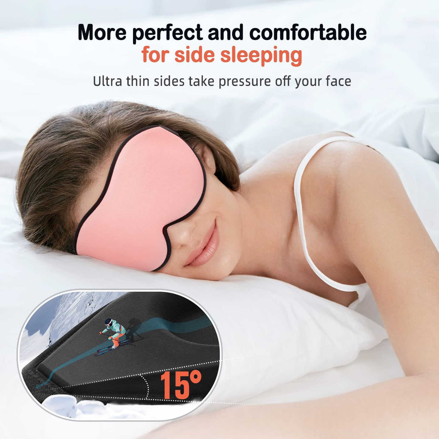 LitBear Sleep Mask for Side Sleeper Women Men, Eye Mask for Sleeping Light Blocking, 3D Contoured Cup Sleeping Mask, Soft Breathable Sleep Eye Mask with Adjustable Elastic Strap for Travel