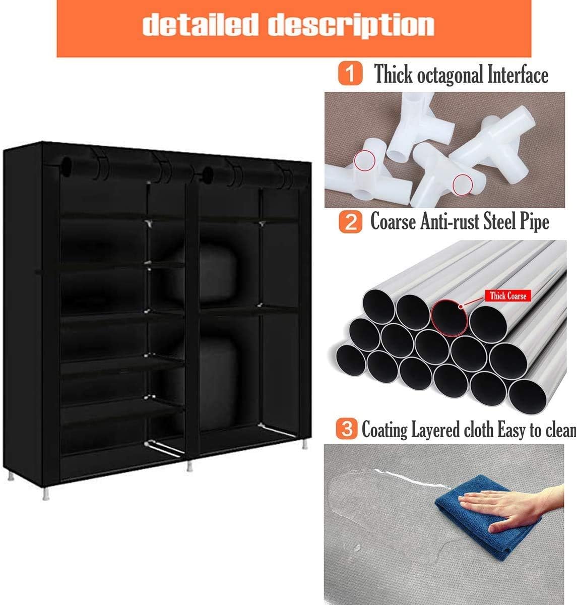Shoe Rack Storage Organizer, 7 Tier Double Row Free Standing Rack for 24-27 Pairs with Dustproof Cover
