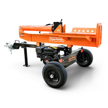 Superhandy 27Ton 223cc Gas Powered Full Beam Log Splitter w/Vertical/Horizontal Operation and Auto Return Valve, 24'' Diameter & 24'' Length Capacity, Towable with 2'' Ball Coupler