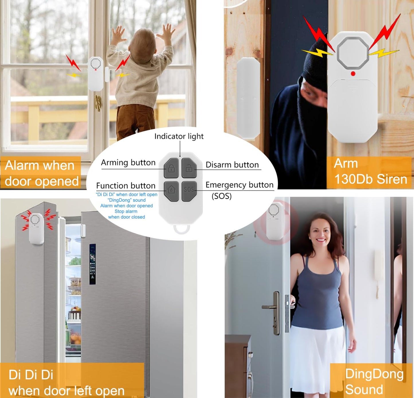 WiFi Door Window Pool Alarm with Remote Control,1Pcs Smart Wireless Magnetic Sensor Anti-Theft Door Alarms for Kids Safety Home Store Garage Apartment Business Security (WiFi Function)