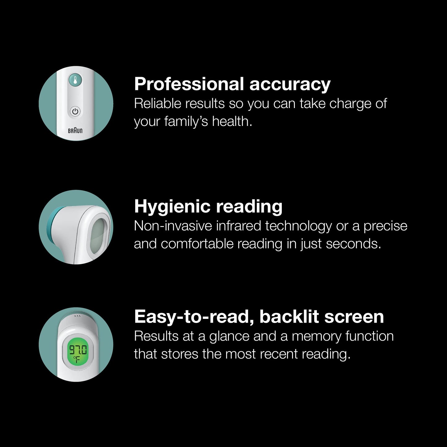Braun Sensian Contact 5 Forehead Thermometer, Gentle Digital Thermometer for Adults and All Ages with Professional Accuracy and Color Coded Guidance