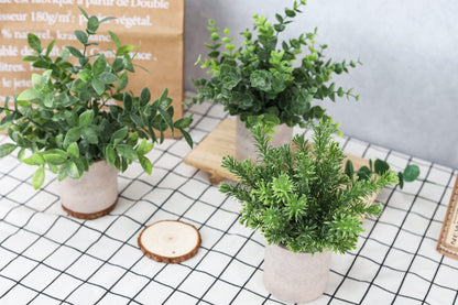 Der Rose 3 Pack Mini Potted Fake Plants Artificial Plastic Eucalyptus Plants Topiaries for Home Office Desk Farmhouse Shelf Room Bathroom Decor(Green)