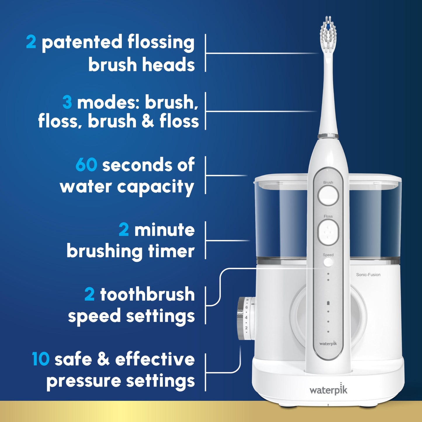 Waterpik Sonic-Fusion 2.0 Professional Flossing Electric Toothbrush with Water Flosser Combo In One, Black SF-04, Packaging May Vary