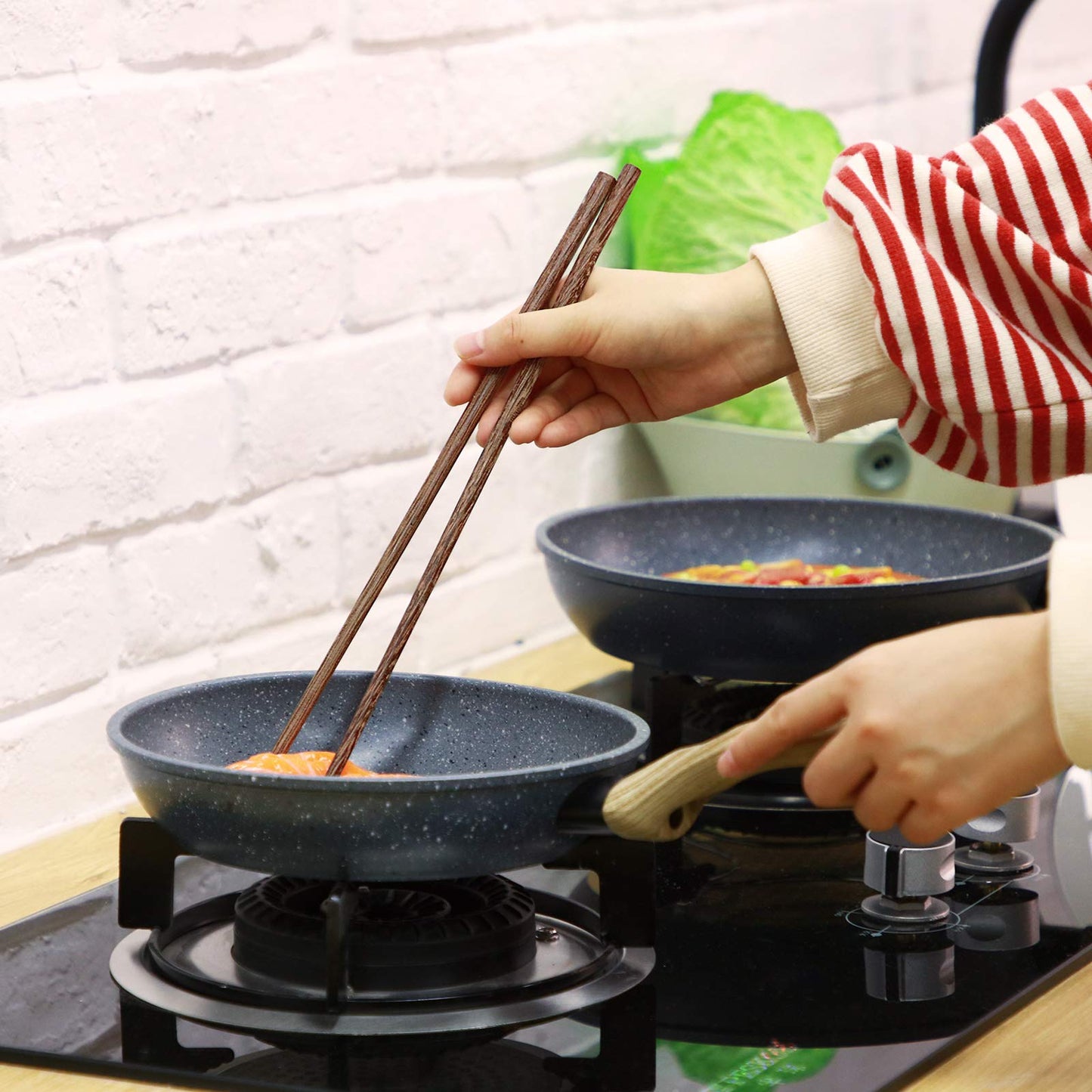 Patelai 10 Pairs Wooden Cooking Chopsticks Reusable 12 Inch Extra Long Chop Sticks Natural Chinese Style Chopsticks for Noodles, Frying, Hot Pot, Cooking