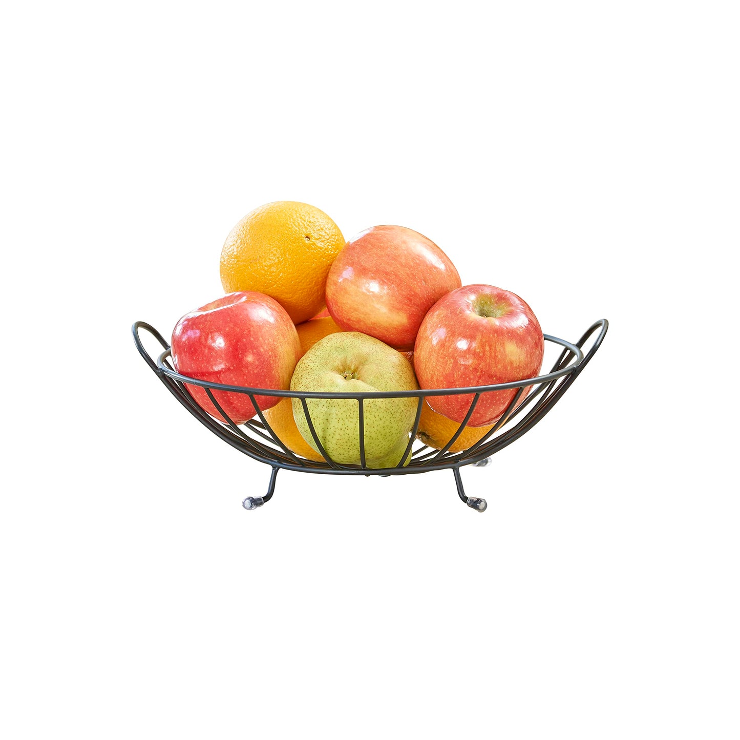 Spectrum Yumi Arched Fruit Bowl for Dining Room Table Kitchen Counter Fruit Organizer, Black Wire Fruit Basket Stand for Fresh Produce Vegetables and Bread, Sturdy Steel Open Design Home Decor