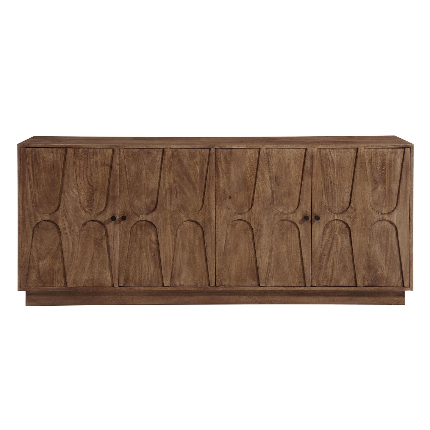 Modway Veda 72 Inch Mango Wood Sideboard Storage Cabinet in Walnut - Mid-Century Modern Buffet Credenza with 4 Doors