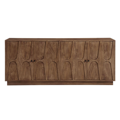 Modway Veda 72 Inch Mango Wood Sideboard Storage Cabinet in Walnut - Mid-Century Modern Buffet Credenza with 4 Doors