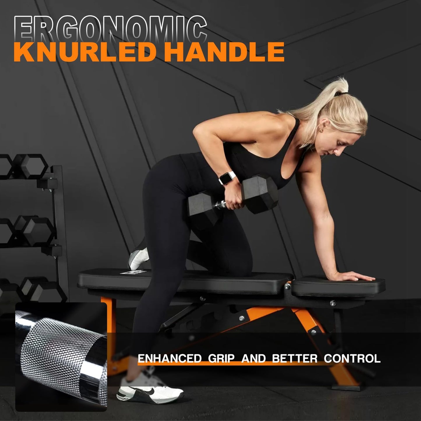 Mikolo Dumbbell Sets with Rack, Rubber Hex Dumbbells, Multiple Choices in 160/200/350/450/550LB, Hand Weights with Chrome Handle for Strength Training (450LB)