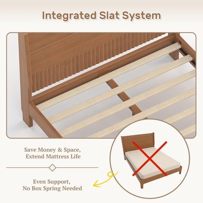 Bellemave Full Size Bed Frame with Headboard, Solid Bamboo Platform Bed Frame & Wood Slats Support 500LBS, Japanese Bed Frame Full Size, No Box Spring Needed, Easy Assembly, Noise Free, Warm Brown