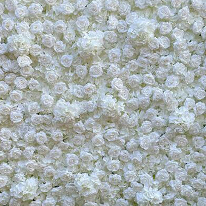 JIIPOREGJ Handmade Romantic Pure White Flowers Wall Large Artificial Flower Wall Backdrop Panels,Rose Wedding Backdrop 3D Floral Wall Fabric Flower Wall for Party Bridal,One Color,3m*3m/10 * 10FT