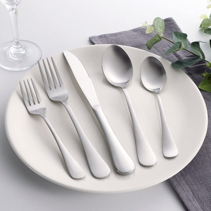 LIANYU 20 Piece Silverware Set - Matte Silverware Flatware Set for 4 - Stainless Steel Kitchen Utensils